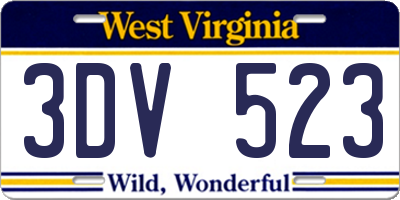 WV license plate 3DV523