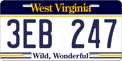 WV license plate 3EB247