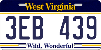 WV license plate 3EB439