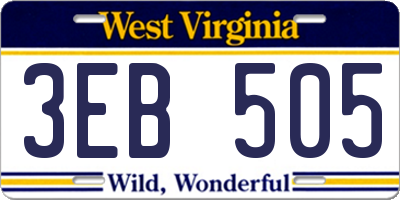 WV license plate 3EB505