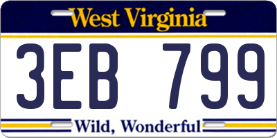 WV license plate 3EB799