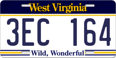 WV license plate 3EC164