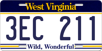WV license plate 3EC211