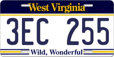 WV license plate 3EC255