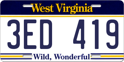 WV license plate 3ED419