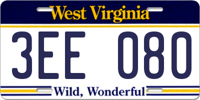WV license plate 3EE080