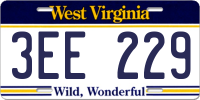 WV license plate 3EE229