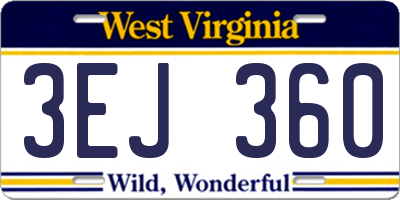 WV license plate 3EJ360