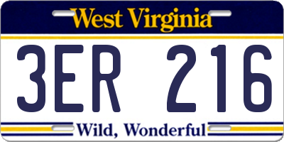 WV license plate 3ER216