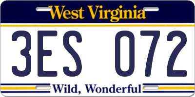 WV license plate 3ES072