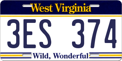 WV license plate 3ES374