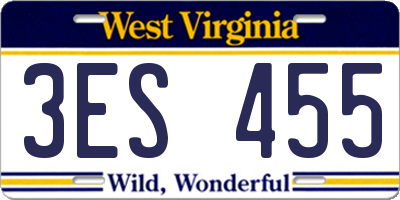WV license plate 3ES455