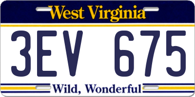 WV license plate 3EV675