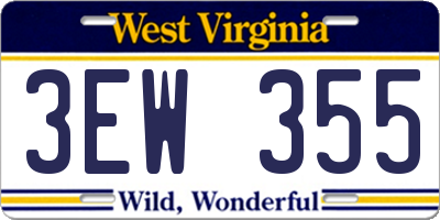 WV license plate 3EW355