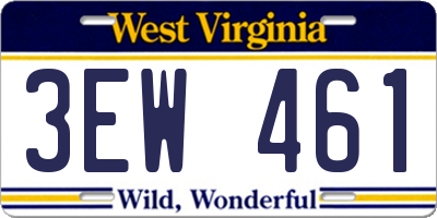 WV license plate 3EW461