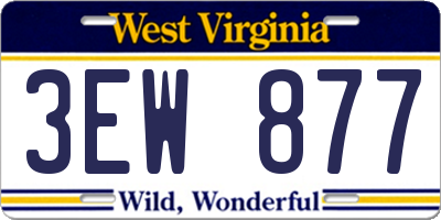 WV license plate 3EW877