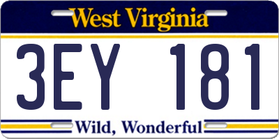 WV license plate 3EY181