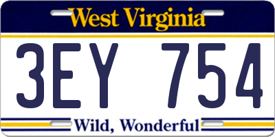 WV license plate 3EY754