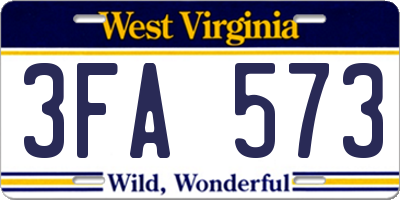 WV license plate 3FA573