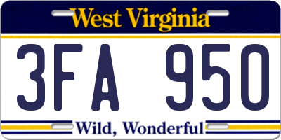 WV license plate 3FA950