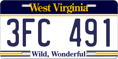 WV license plate 3FC491