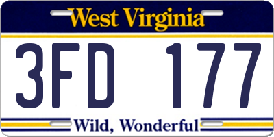 WV license plate 3FD177