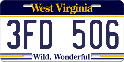 WV license plate 3FD506