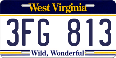 WV license plate 3FG813