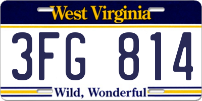 WV license plate 3FG814
