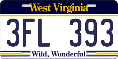 WV license plate 3FL393