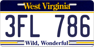WV license plate 3FL786