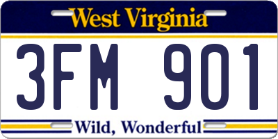 WV license plate 3FM901