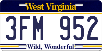 WV license plate 3FM952