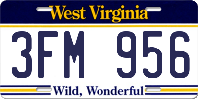 WV license plate 3FM956