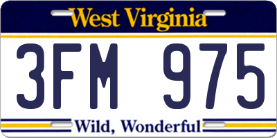 WV license plate 3FM975