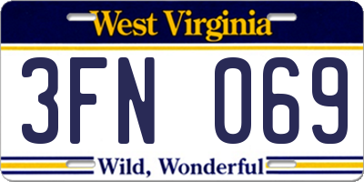 WV license plate 3FN069