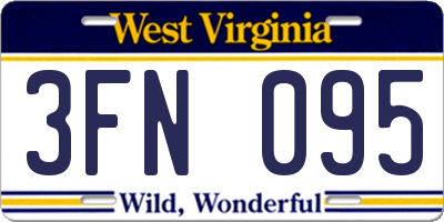 WV license plate 3FN095