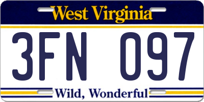 WV license plate 3FN097