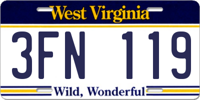 WV license plate 3FN119