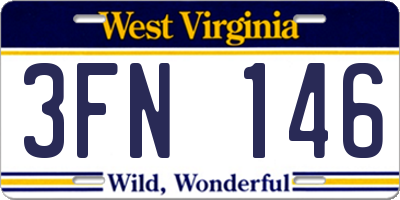WV license plate 3FN146
