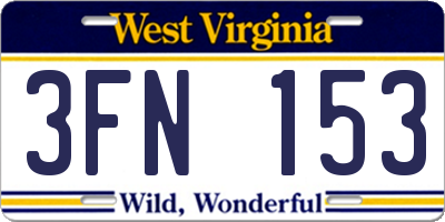 WV license plate 3FN153