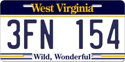 WV license plate 3FN154