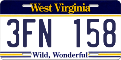 WV license plate 3FN158