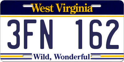 WV license plate 3FN162