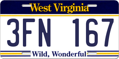 WV license plate 3FN167