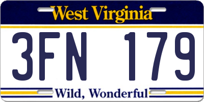 WV license plate 3FN179