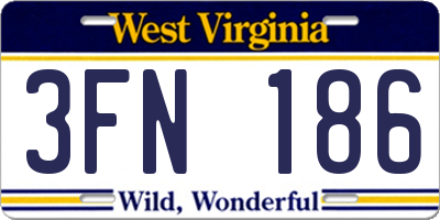 WV license plate 3FN186