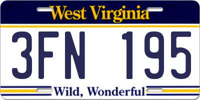 WV license plate 3FN195