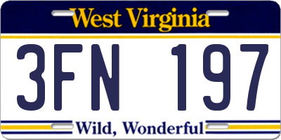 WV license plate 3FN197