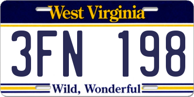WV license plate 3FN198